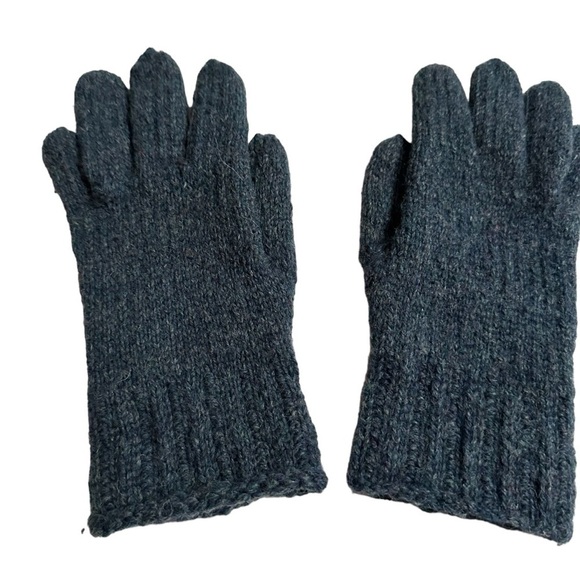 Stola Boutique Accessories - Women's Chunky Gray Blue Wool Hand Knit Cold Weather Gloves, Large